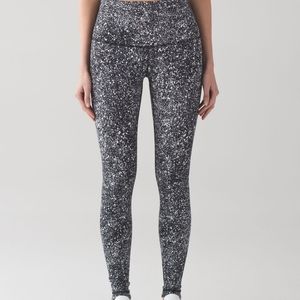 LULULEMON Wunder Under Pant Hi-Rise Splatter White Black
